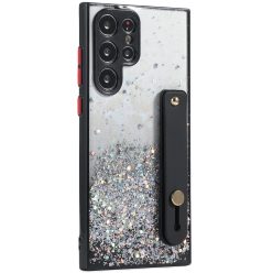   Apple iPhone 7 Plus / 8 Plus, Szilikon tok, közepesen ütésálló, kézpánttal, színátmenetes, csillogó minta, Wooze Strap Star, mintás/fekete