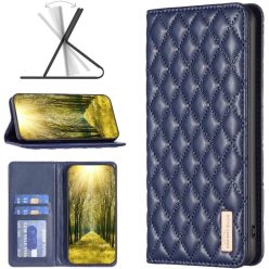   Xiaomi Redmi K60 / K60 Pro / Poco F5 Pro, Oldalra nyíló tok, stand, kártyatartóval, 3D rombusz minta, Wooze Pillow, kék