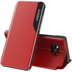   Huawei Honor Magic 5 Lite / X9a / X40, Oldalra nyíló tok, stand, hívás mutatóval, Wooze FashionBook, piros