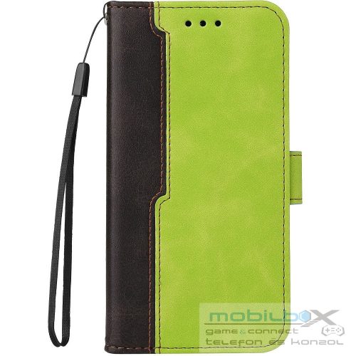Huawei Honor X7a, Oldalra nyíló tok, stand, kártyatartóval, kézpánttal, Wooze Colour Wallet, zöld