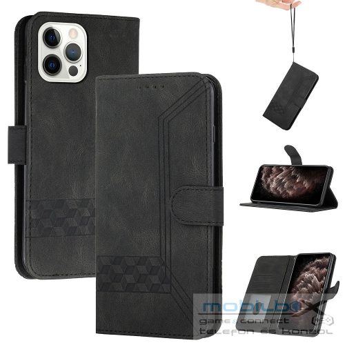 Xiaomi 13 Lite / Civi 2, Oldalra nyíló tok, stand, kártyatartóval, kézpánttal, Wooze Illusion, fekete