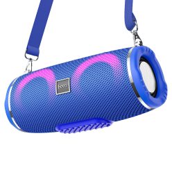   Bluetooth hordozható hangszóró, 2 x 5W, v5.0, Beépített FM rádió, TF kártyaolvasó, USB aljzat, 3.5mm, RGB világítás, felakasztható, vízálló, Hoco HC12, kék