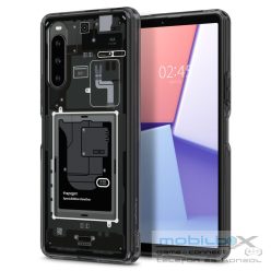   Sony Xperia 10 V, Műanyag hátlap védőtok + szilikon keret, Telefon belső minta, Spigen Ultra Hybrid Zero One, átlátszó/füst