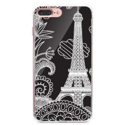   Samsung Galaxy J7 (2017) SM-J730F, TPU szilikon tok, rajzolt Eiffel-torony minta, TrendLine, fekete/fehér