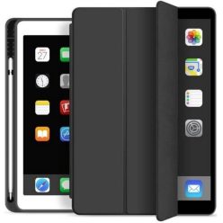  Apple iPad 10.2 (2019 / 2020 / 2021), mappa tok, Apple Pencil tartóval, Smart Case, fekete