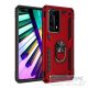 Samsung Galaxy A10s SM-A107F, Műanyag hátlap védőtok, közepesen ütésálló, szilikon belső, telefontartó gyűrű, Defender, piros