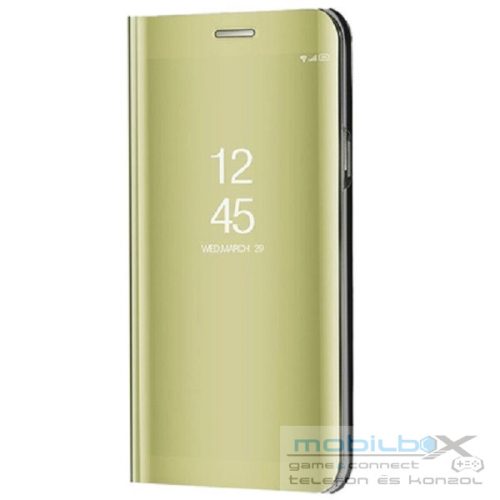 Samsung Galaxy A90 5G SM-A908B, Oldalra nyíló tok, hívás mutatóval, Smart View Cover, arany (utángyártott)