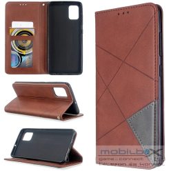   Nokia 1.3, Oldalra nyíló tok, stand, geometria minta, Wooze DesignBook, barna