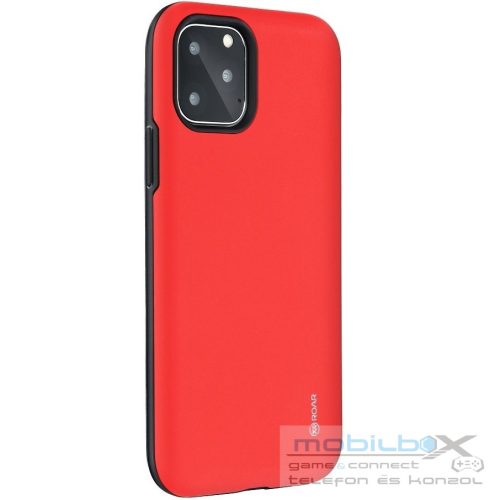 Samsung Galaxy M30 SM-M305F, Szilikon tok, műanyag kerettel, közepesen ütésálló, Roar Rico Armor, piros