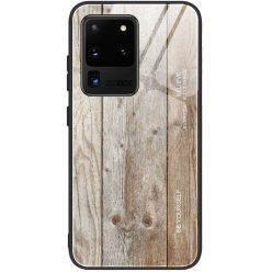   Apple iPhone XS Max, Szilikon védőkeret, edzett üveg hátlap, fa minta, Wooze Wood, világosbarna