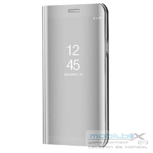 Xiaomi Mi Note 10 Lite, Oldalra nyíló tok, hívás mutatóval, Smart View Cover, ezüst (utángyártott)