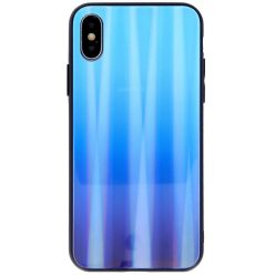   Samsung Galaxy A42 5G / M42 5G SM-A426B / M426B, Szilikon védőkeret, edzett üveg hátlap, Aurora Glass, kék