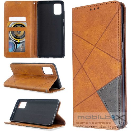 Samsung Galaxy A42 5G / M42 5G SM-A426B / M426B, Oldalra nyíló tok, stand, geometria minta, Wooze DesignBook, sárga