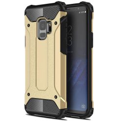   Motorola Moto G9 Plus, Műanyag hátlap védőtok, Defender, fémhatású, arany
