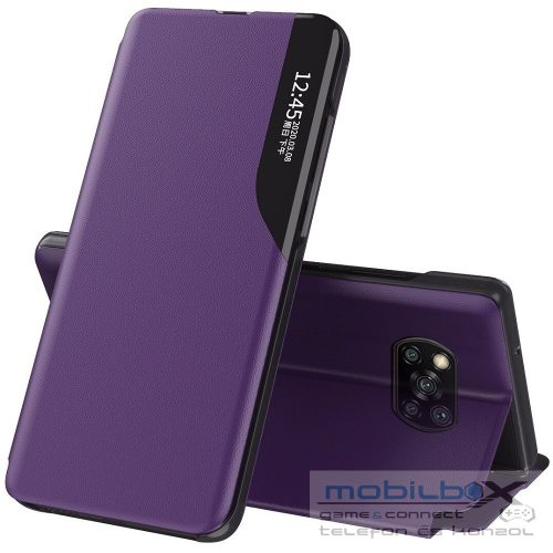 Huawei Mate 20 Lite, Oldalra nyíló tok, stand, hívás mutatóval, Wooze FashionBook, lila