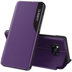   Xiaomi Redmi Note 9S / 9 Pro / 9 Pro Max, Oldalra nyíló tok, stand, hívás mutatóval, Wooze FashionBook, lila