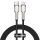 USB Type-C töltő- és adatkábel, Lightning, 25 cm, 20W, törésgátlóval, gyorstöltés, PD, cipőfűző minta, Baseus Cafule Metal, CATLJK-01, fekete