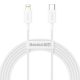 USB Type-C töltő- és adatkábel, Lightning, 200 cm, 20W, törésgátlóval, gyorstöltés, PD, Baseus Superior, CATLYS-C02, fehér