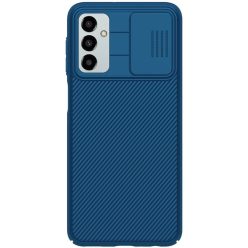   Samsung Galaxy M23 5G SM-M236B, Műanyag hátlap védőtok, közepesen ütésálló, kamera védelem, csíkos minta, Nillkin CamShield, sötétkék