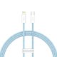 USB Type-C töltő- és adatkábel, Lightning, 100 cm, 20W, gyorstöltés, PD, cipőfűző minta, Baseus Dynamic, CALD000003, világoskék
