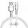 USB töltő- és adatkábel, USB Type-C, 200 cm, 6000 mA, 66W, törésgátlóval, gyorstöltés, cipőfűző minta, Baseus Cafule Metal, CAKF000202, fehér