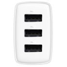 Hálózati töltő adapter, 17W, 3 x USB aljzat, gyorstöltés, Baseus Compact, fehér