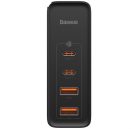 Hálózati töltő adapter, 100W, 2 x USB aljzat, 2 x USB Type-C aljzat, gyorstöltés, PD, GaN2, Baseus GaN2 Pro, fekete