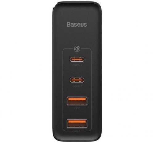 Hálózati töltő adapter, 100W, 2 x USB aljzat, 2 x USB Type-C aljzat, gyorstöltés, PD, GaN2, Baseus GaN2 Pro, fekete