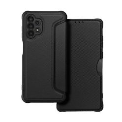   Samsung Galaxy A32 4G SM-A325F, Oldalra nyíló tok, légpárnás sarok, bőrhatású, karbon minta, Razor Book, fekete