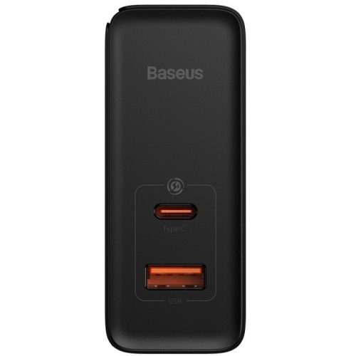Hálózati töltő adapter, 100W, USB aljzat, USB Type-C aljzat, USB Type-C - USB Type-C kábellel, gyorstöltés, PD 3.0, QC 4.0, GaN5, Baseus GaN5 Pro, fekete