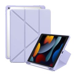   Apple iPad 10.2 (2019 / 2020 / 2021), mappa tok, Apple Pencil tartóval, Origami Smart Case, Baseus Minimalist, lila