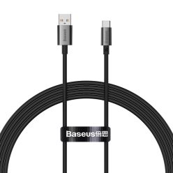  USB töltő- és adatkábel, USB Type-C, 150 cm, 6000mA, 100W, törésgátlóval, gyorstöltés, PD, QC, Baseus Superior, P10320102114-01, fekete