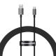USB töltő- és adatkábel, USB Type-C, 150 cm, 6000mA, 100W, törésgátlóval, gyorstöltés, PD, QC, Baseus Superior, P10320102114-01, fekete