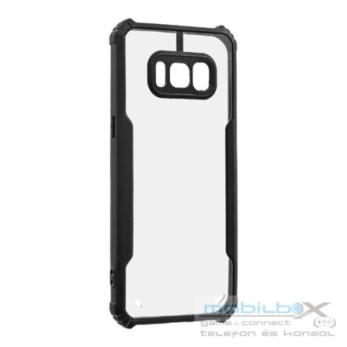 Samsung Galaxy S8 SM-G950, Szilikon tok, közepesen ütésálló, légpárnás sarok, akril hátlap, Anti-Drop Case, átlátszó/fekete