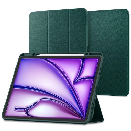 Apple iPad Air 13 (2024 / 2025), mappa tok, Smart Case, Spigen Urban Fit, sötétzöld