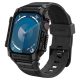 Apple Watch 10 (42 mm), Szilikon védőkeret, ütésálló, szíjjal, Spigen Rugged Armor Pro, fekete