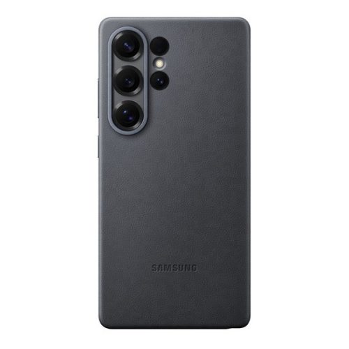 Samsung Galaxy S25 Ultra SM-S938, Műanyag hátlap védőtok, ökobőr hátlap, KindSuit, fekete, gyári