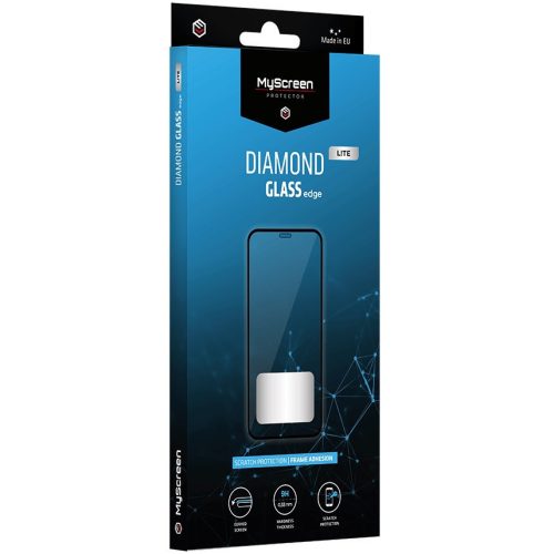 Samsung Galaxy S25 Ultra SM-S938, Kijelzővédő fólia, ütésálló fólia (az íves részre is!), Diamond Glass (Edzett gyémántüveg), Full Glue, MyScreen Protector Edge Lite, fekete