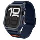 Apple Watch 10 (46 mm), textíl pótszíj, szilikon keret, közepesen ütésálló, Spigen Lite Fite Pro, sötétkék