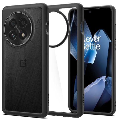 OnePlus 13, Műanyag hátlap védőtok + szilikon keret, Spigen Ultra Hybrid, átlátszó/fekete