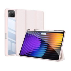   Xiaomi Pad 7 (11.2) / Pad 7 Pro (11.2), mappa tok, Trifold, légpárnás sarok, közepesen ütésálló, érintőceruza tartó, átlátszó hátlap, Dux Ducis Toby, rózsaszín