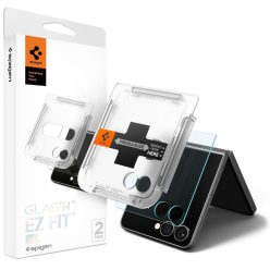   Samsung Galaxy Z Flip7 SM-F766B, Kijelzővédő fólia, ütésálló fólia (az íves részre is!), Tempered Glass (edzett üveg), Spigen Ez Fit HD, Clear