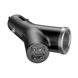  Autós töltő, Szivargyújtós töltő elosztó 1-es, 2 x USB aljzat, 40 W, Baseus, fekete, BSC-C16N_B