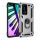 Huawei P40, Műanyag hátlap védőtok, közepesen ütésálló, szilikon belső, telefontartó gyűrű, Defender, ezüst