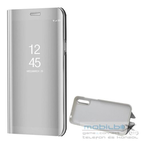 Huawei Y8p, Oldalra nyíló tok, hívás mutatóval, Smart View Cover, ezüst (utángyártott)