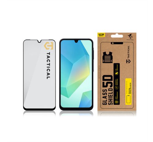 Samsung Galaxy A16 4G / A16 5G / A17 4G / A17 5G, Kijelzővédő fólia, ütésálló fólia (az íves részre is!), Tempered Glass (edzett üveg), Full Glue, Tactical Glass Shield 5D, fekete