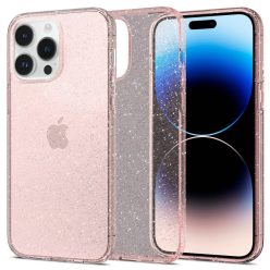   Apple iPhone 14 Pro, Szilikon tok, Spigen Liquid Crystal Glitter, átlátszó/vörösarany