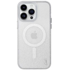   Apple iPhone 14 Pro, Szilikon tok, Magsafe töltővel kompatibilis, csillogó, Uniq Coehl Lumino, átlátszó/ezüst