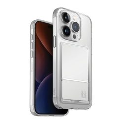   Apple iPhone 15 Pro Max, Szilikon tok, kártyatartóval, közepesen ütésálló, Uniq Air Fender ID, átlátszó