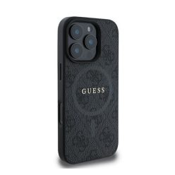  Guess 4G Ring Classic Logo Apple iPhone 16 Pro hátlap tok, fekete